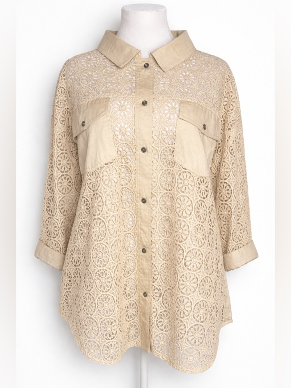 Torrid FESTI Crochet Jacket Boho Festival Layer Torrid 3 Lace Button Down